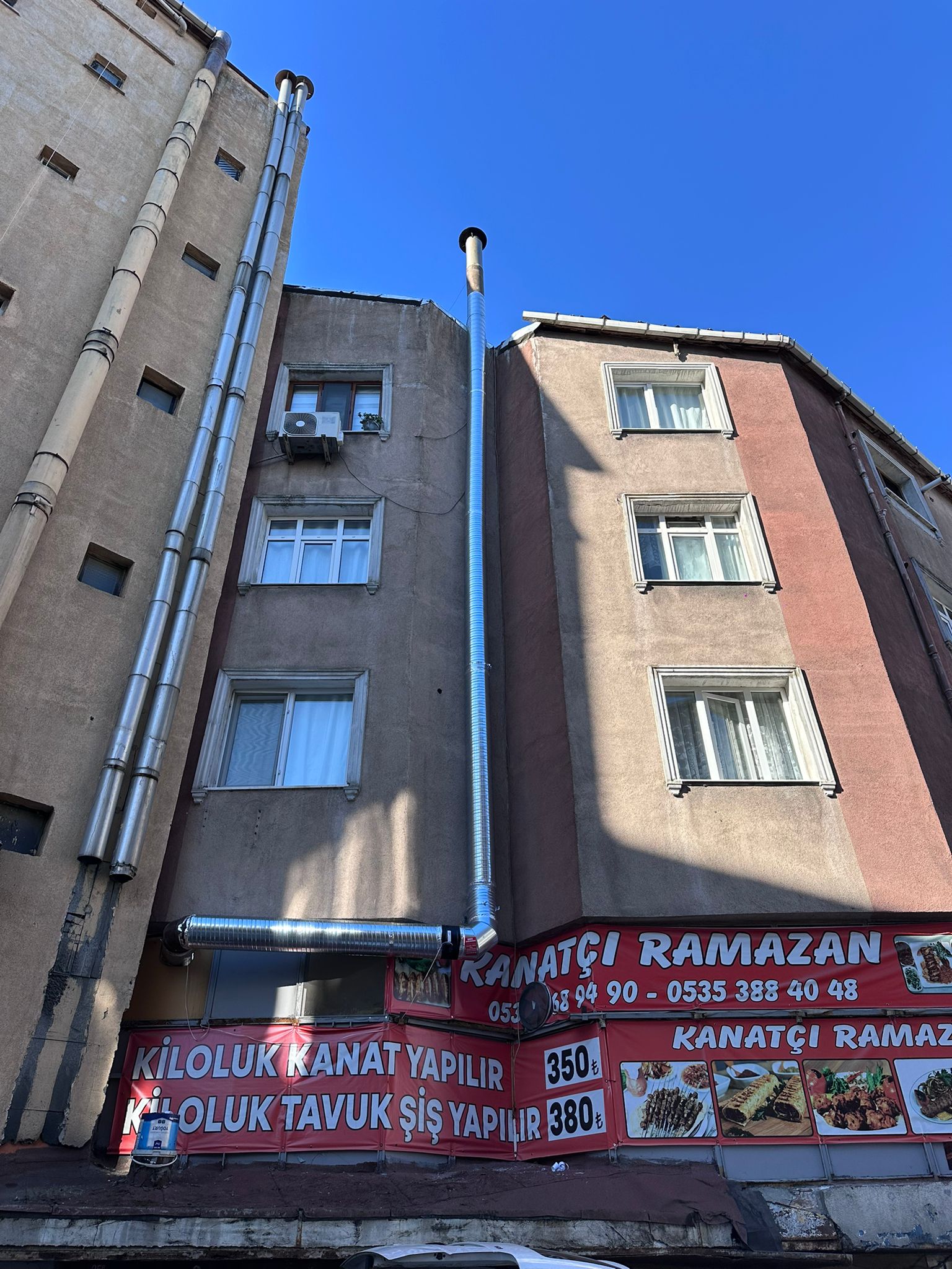 kanatci havalandirma borusu bina disina